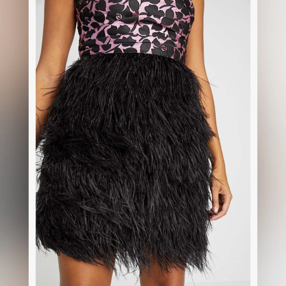 Kate Spade Rosy Garden Ostrich Feather Dress - Size 6